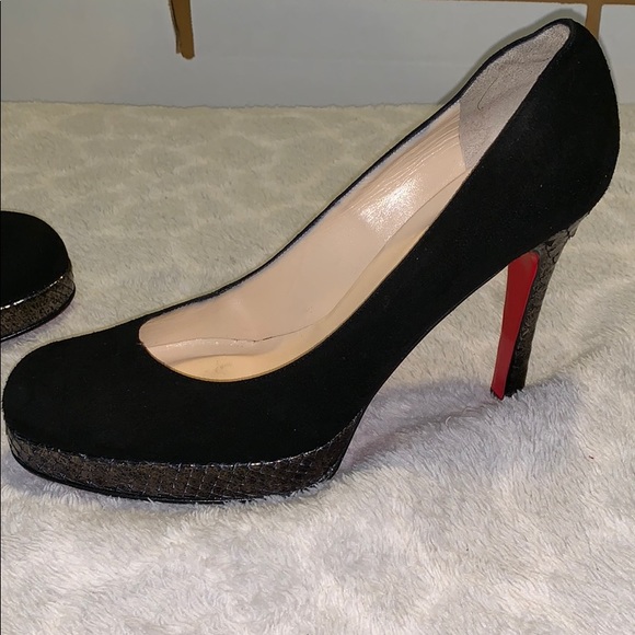 Black Suede w/python heels Size Euro 40 1/2 US - Picture 5 of 7